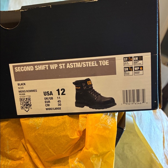 CAT Men’s Black Waterproof Steel Toe Work Boots - Picture 7 of 11
